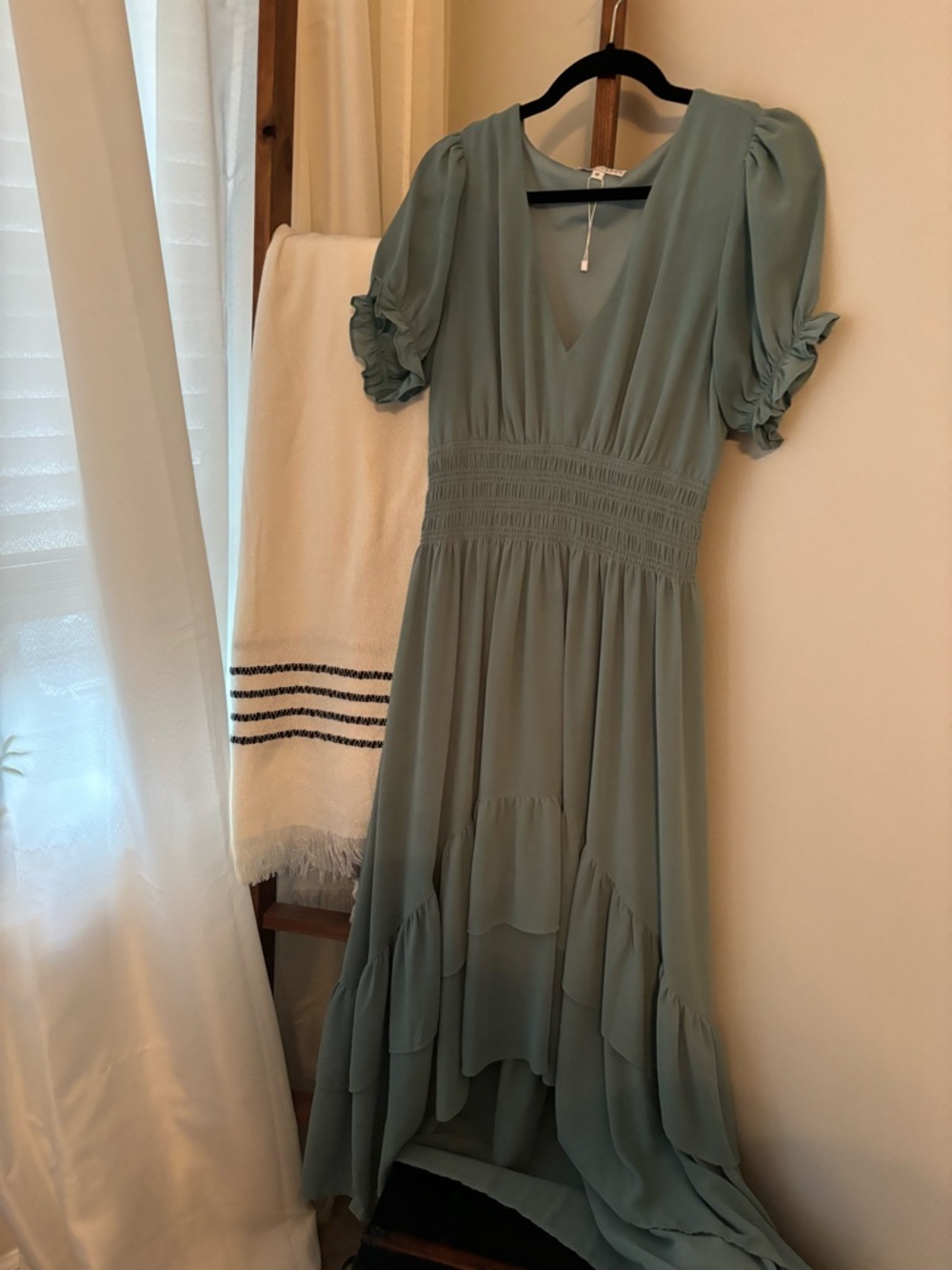 Green ruffle dress